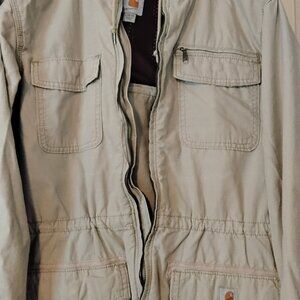 CARHARTT LIGHT TAN/ KHAKI HOODED UTILITY JACKET WOMEN'S SZ MED.